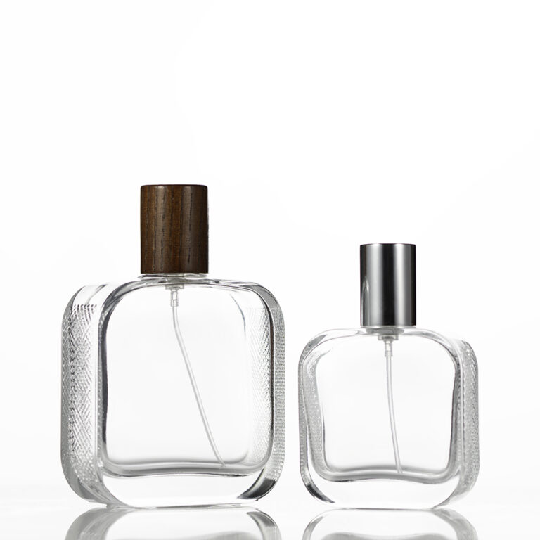 50ml and 100ml flint glass rectangular bottles with FEA 15 neck finish