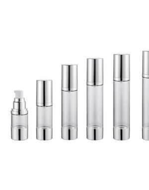 Airless Bottle Set 10ml–120ml | 0.21cc Output | SAN with Aluminum Finish