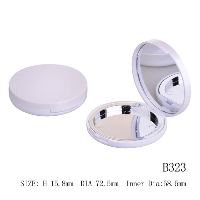 B323 Compact Powder Case with Mirror | Refillable Round Makeup Container