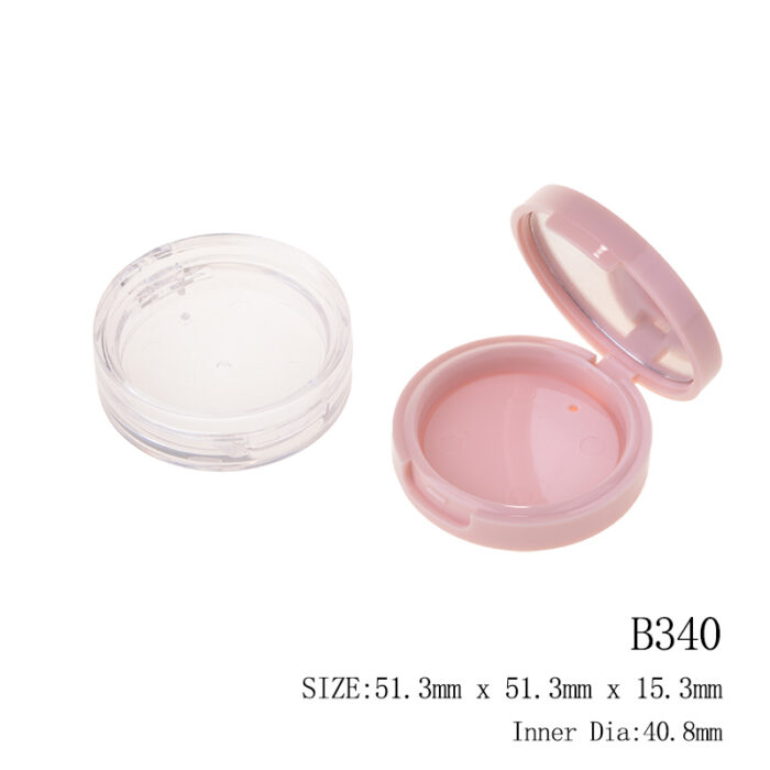 Mini Round Compact Powder Case with Clear Lid – B340 | Travel-Size Cosmetic Packaging